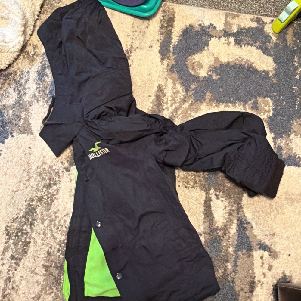 Hollister Black Jacket with Green Details